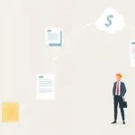 Faktoring dla firm - wizualizacja procesu faktoringowego z dokumentami i przepływem gotówki