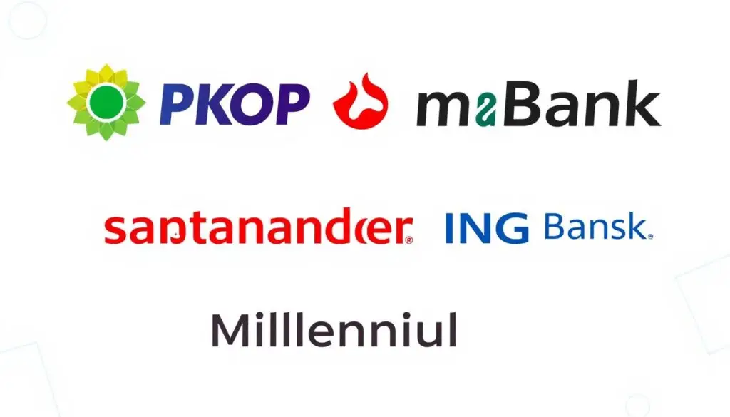 Logotypy najpopularniejszych banków w Polsce oferujących debet