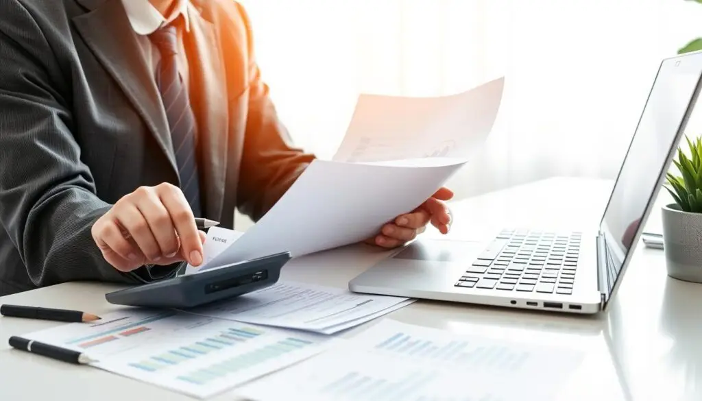 Przedsiębiorca analizujący oferty faktoringowe dla swojej firmy Przedsiębiorca analizujący oferty faktoringowe dla swojej firmy