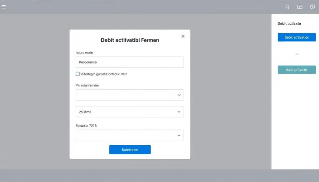 Przykładowy formularz aktywacji debetu w bankowości internetowej