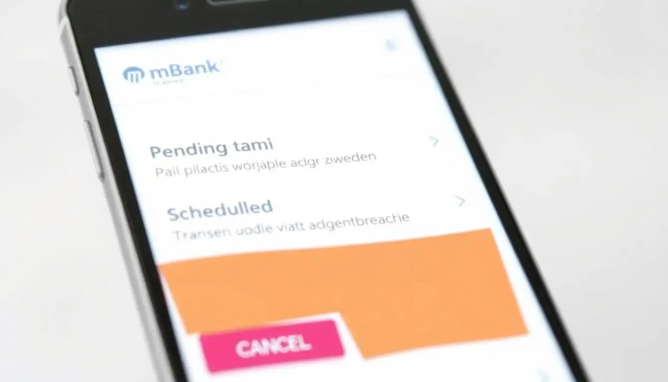 Ekran aplikacji mBank pokazujący statusy przelewów z oznaczeniem, które można cofnąć